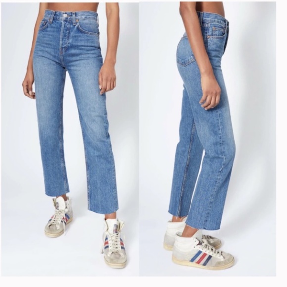 Re/Done Denim - Re/Done Originals 70s Stove Pipe Jeans In Medium Vain 27